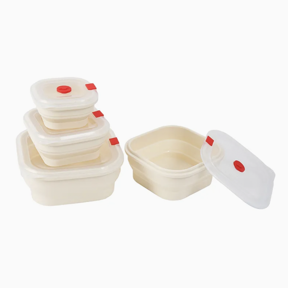 Reusable Stacking Lunch Boxes Kitchen Silicone Baby Food Storage Containers Stacking Container Set